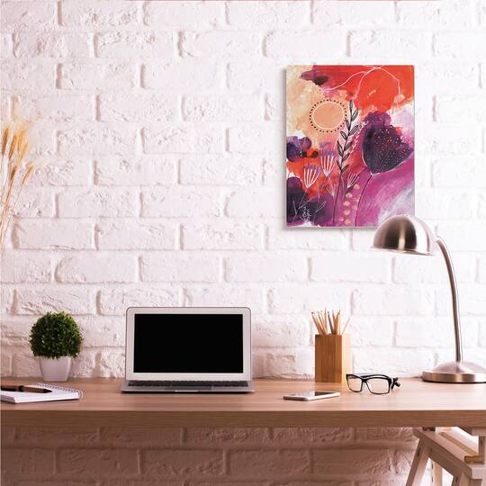 Stupell Industries Whimsical Florals Blooming Orange Pink Purple Canvas Wall Art
